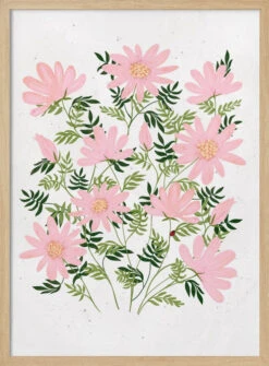 Ladybug Flowers Pink - Stretched Canvas, Poster Or Fine Art Print(Ladybug Flowers Pink Stretched Canvas Poster Or Fine Art Print) -Heart Wall Art Store pictufy light wood 50x70 2757679