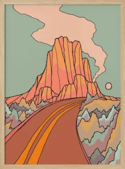 Road Past The Mountain - Stretched Canvas, Poster Or Fine Art Print(Road Past The Mountain Stretched Canvas Poster Or Fine Art Print) -Heart Wall Art Store pictufy light wood 50x70 2769622