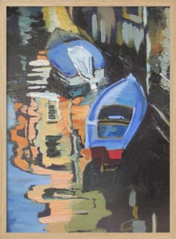 Boats On The Canal - Stretched Canvas, Poster Or Fine Art Print(Boats On The Canal Stretched Canvas Poster Or Fine Art Print) -Heart Wall Art Store pictufy light wood 50x70 2786577