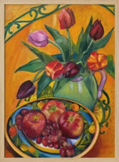 Fruit And Flowers - Stretched Canvas, Poster Or Fine Art Print(Fruit And Flowers Stretched Canvas Poster Or Fine Art Print) -Heart Wall Art Store pictufy light wood 50x70 2786618