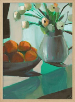 Oranges And White Ranunculus - Stretched Canvas, Poster Or Fine Art Print(Oranges And White Ranunculus Stretched Canvas Poster Or Fine Art Print) -Heart Wall Art Store pictufy light wood 50x70 2787378