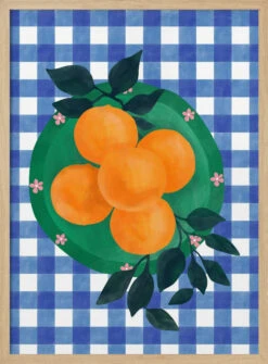 Checkered Citrus Charm - Stretched Canvas, Poster Or Fine Art Print(Checkered Citrus Charm Stretched Canvas Poster Or Fine Art Print) -Heart Wall Art Store pictufy light wood 50x70 2787945