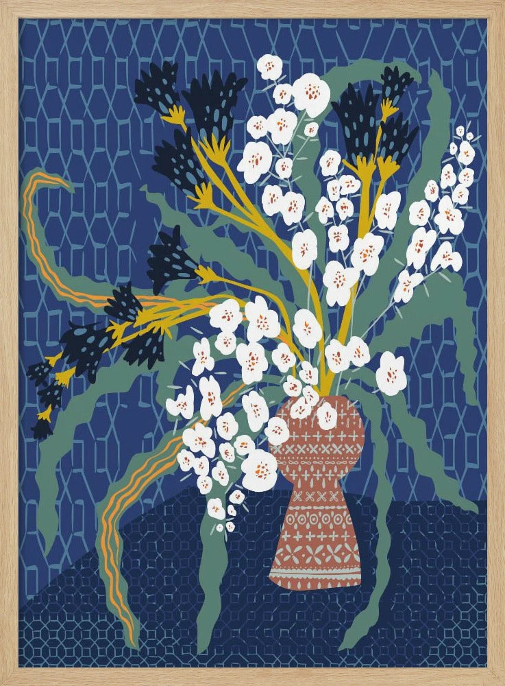 Floral Contemporary Still Life Dark Blue - Stretched Canvas, Poster Or Fine Art Print(Floral Contemporary Still Life Dark Blue Stretched Canvas Poster Or Fine Art Print) 3 Floral Contemporary Still Life Dark Blue - Stretched Canvas, Poster Or Fine Art Print(Floral Contemporary Still Life Dark Blue Stretched Canvas Poster Or Fine Art Print) - Image 3