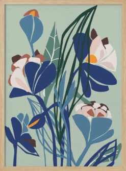 Florals At Night – Modern Illustration Light - Stretched Canvas, Poster Or Fine Art Print(Florals At Night Modern Illustration Light Stretched Canvas Poster Or Fine Art Print) -Heart Wall Art Store pictufy light wood 50x70 2860371