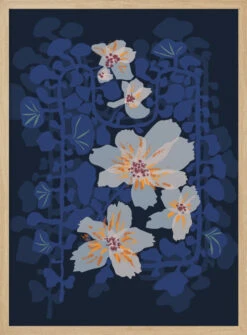 Orchids Shadow Blue Notes - Stretched Canvas, Poster Or Fine Art Print(Orchids Shadow Blue Notes Stretched Canvas Poster Or Fine Art Print) -Heart Wall Art Store pictufy light wood 50x70 2867369