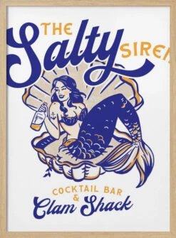 Salty Siren Cocktail Bar & Clam Shack Mermaid - Stretched Canvas, Poster Or Fine Art Print(Salty Siren Cocktail Bar Amp Clam Shack Mermaid Stretched Canvas Poster Or Fine Art Print) -Heart Wall Art Store pictufy light wood 50x70 2884785