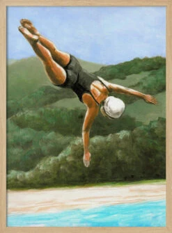 Diver Above River - Stretched Canvas, Poster Or Fine Art Print(Diver Above River Stretched Canvas Poster Or Fine Art Print) -Heart Wall Art Store pictufy light wood 50x70 2912052