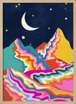 Chromatic Peaks - Stretched Canvas, Poster Or Fine Art Print(Chromatic Peaks Stretched Canvas Poster Or Fine Art Print) -Heart Wall Art Store pictufy light wood 50x70 2935169