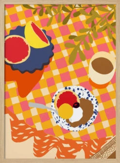 Blooms And Brunch - Stretched Canvas, Poster Or Fine Art Print(Blooms And Brunch Stretched Canvas Poster Or Fine Art Print) -Heart Wall Art Store pictufy light wood 50x70 2936480