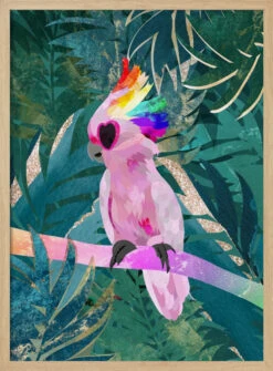 Jungle Rainbow Cockatoo - Stretched Canvas, Poster Or Fine Art Print(Jungle Rainbow Cockatoo Stretched Canvas Poster Or Fine Art Print) -Heart Wall Art Store pictufy light wood 50x70 2953383