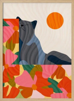 Sunny Garden Cat - Stretched Canvas, Poster Or Fine Art Print(Sunny Garden Cat Stretched Canvas Poster Or Fine Art Print) -Heart Wall Art Store pictufy light wood 50x70 2980727