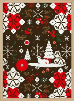 Snowy Festivities Pattern - Stretched Canvas, Poster Or Fine Art Print(Snowy Festivities Pattern Stretched Canvas Poster Or Fine Art Print) -Heart Wall Art Store pictufy light wood 50x70 2980788