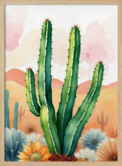 Painted Desert Blooms - Stretched Canvas, Poster Or Fine Art Print(Painted Desert Blooms Stretched Canvas Poster Or Fine Art Print) -Heart Wall Art Store pictufy light wood 50x70 2981670