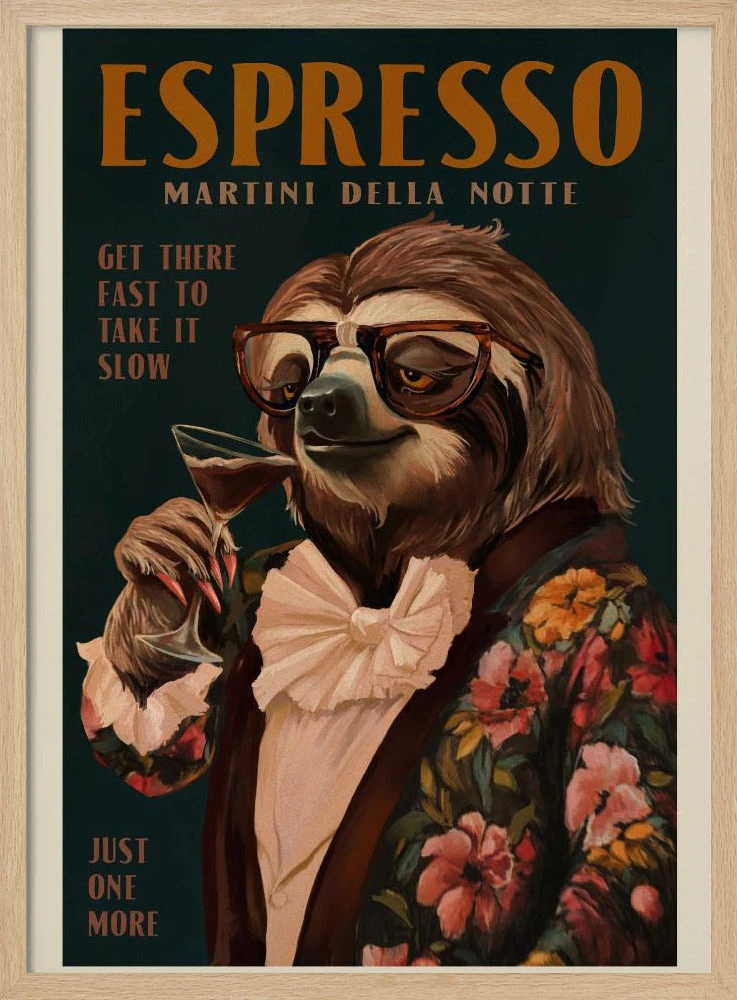 Art Deco Espresso Martini Drinking Sloth - Stretched Canvas, Poster Or Fine Art Print(Art Deco Espresso Martini Drinking Sloth Stretched Canvas Poster Or Fine Art Print) 3 Art Deco Espresso Martini Drinking Sloth - Stretched Canvas, Poster Or Fine Art Print(Art Deco Espresso Martini Drinking Sloth Stretched Canvas Poster Or Fine Art Print) - Image 3