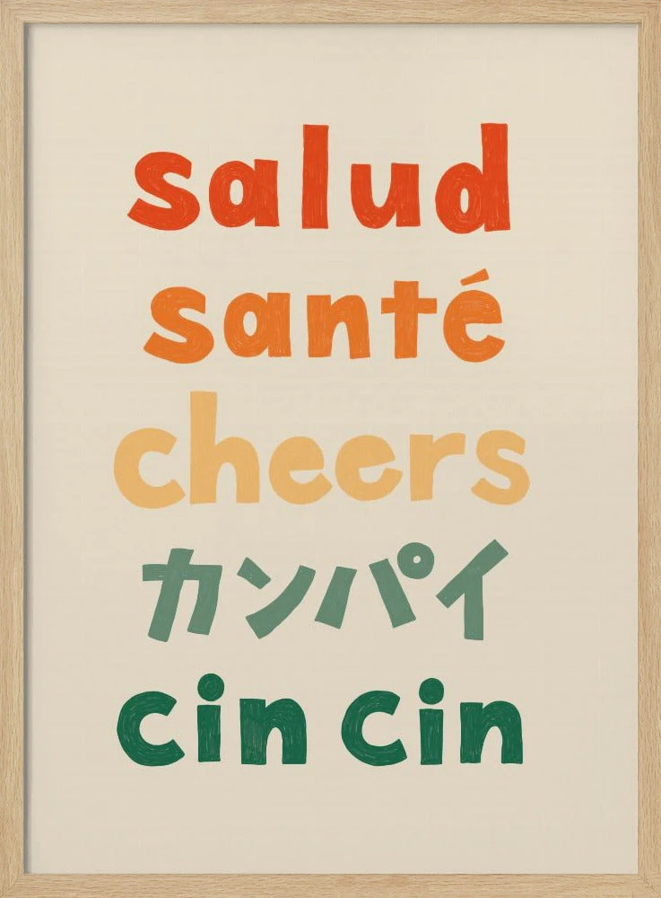 Cheers Typography - Salud Santé Cheers Kanpai Cin Cin - Stretched Canvas, Poster Or Fine Art Print(Cheers Typography Salud Sante Cheers Kanpai Cin Cin Stretched Canvas Poster Or Fine Art Print 1) 3 Cheers Typography - Salud Santé Cheers Kanpai Cin Cin - Stretched Canvas, Poster Or Fine Art Print(Cheers Typography Salud Sante Cheers Kanpai Cin Cin Stretched Canvas Poster Or Fine Art Print 1) - Image 3