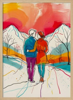 Mountain Romance - Stretched Canvas, Poster Or Fine Art Print(Mountain Romance Stretched Canvas Poster Or Fine Art Print) -Heart Wall Art Store pictufy light wood 50x70 3050034