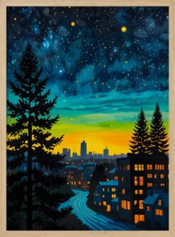 Urban Twilight Glow - Stretched Canvas, Poster Or Fine Art Print(Urban Twilight Glow Stretched Canvas Poster Or Fine Art Print) -Heart Wall Art Store pictufy light wood 50x70 3089093