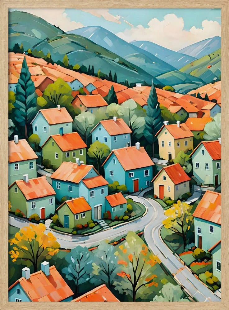 Pastel Village Dream - Stretched Canvas, Poster Or Fine Art Print(Pastel Village Dream Stretched Canvas Poster Or Fine Art Print) 3 Pastel Village Dream - Stretched Canvas, Poster Or Fine Art Print(Pastel Village Dream Stretched Canvas Poster Or Fine Art Print) - Image 3