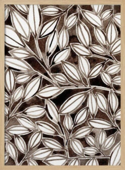 Black & White Leaves - Stretched Canvas, Poster Or Fine Art Print(Black Amp White Leaves Stretched Canvas Poster Or Fine Art Print) -Heart Wall Art Store pictufy light wood 50x70 3164814