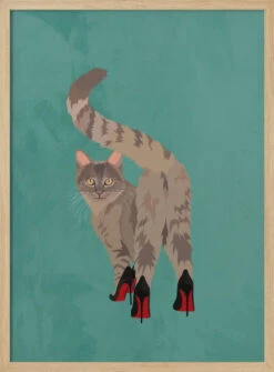 Kitten In Heels - Stretched Canvas, Poster Or Fine Art Print(Kitten In Heels Stretched Canvas Poster Or Fine Art Print) -Heart Wall Art Store pictufy light wood 50x70 3166069