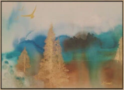 Golden Landscape - Stretched Canvas, Poster Or Fine Art Print(Golden Landscape Stretched Canvas Poster Or Fine Art Print) -Heart Wall Art Store pictufy light wood floating frame canvas horizonta 2575913