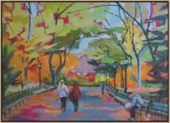 Central Park Walk - Stretched Canvas, Poster Or Fine Art Print(Central Park Walk Stretched Canvas Poster Or Fine Art Print) -Heart Wall Art Store pictufy light wood floating frame canvas horizonta 2786601