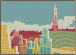 Amsterdam Jordaan Westerkerk - Stretched Canvas, Poster Or Fine Art Print(Amsterdam Jordaan Westerkerk Stretched Canvas Poster Or Fine Art Print) -Heart Wall Art Store pictufy light wood floating frame canvas horizonta 2898761
