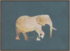 Gold Elephants Turquoise - Stretched Canvas, Poster Or Fine Art Print(Gold Elephants Turquoise Stretched Canvas Poster Or Fine Art Print) -Heart Wall Art Store pictufy light wood floating frame canvas horizonta 2991354