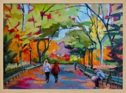 Central Park Walk - Stretched Canvas, Poster Or Fine Art Print(Central Park Walk Stretched Canvas Poster Or Fine Art Print) -Heart Wall Art Store pictufy light wood horizontal 50x70 2786601