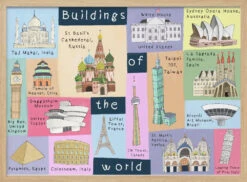 Buildings Of The World Illustrated By Artist Carla Daly - Stretched Canvas, Poster Or Fine Art Print(Buildings Of The World Illustrated By Artist Carla Daly Stretched Canvas Poster Or Fine Art Print) -Heart Wall Art Store pictufy light wood horizontal 50x70 2890468