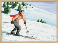 Downhill Skier - Stretched Canvas, Poster Or Fine Art Print(Downhill Skier Stretched Canvas Poster Or Fine Art Print) -Heart Wall Art Store pictufy light wood horizontal 50x70 2912043