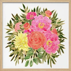 Colorful Nanette Floral Bouquet - Square Stretched Canvas, Poster Or Fine Art Print(Colorful Nanette Floral Bouquet Square Stretched Canvas Poster Or Fine Art Print) -Heart Wall Art Store pictufy light wood square 50x70 2435348