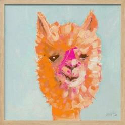 Orange Alpaca - Square Stretched Canvas, Poster Or Fine Art Print(Orange Alpaca Square Stretched Canvas Poster Or Fine Art Print) -Heart Wall Art Store pictufy light wood square 50x70 2618756