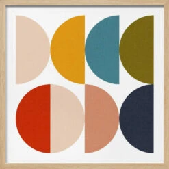 Mid Century Geometric Color Play - Square Stretched Canvas, Poster Or Fine Art Print(Mid Century Geometric Color Play Square Stretched Canvas Poster Or Fine Art Print) -Heart Wall Art Store pictufy light wood square 50x70 2639798