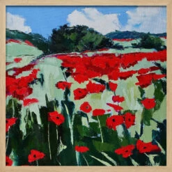 Poppies - Square Stretched Canvas, Poster Or Fine Art Print(Poppies Square Stretched Canvas Poster Or Fine Art Print) -Heart Wall Art Store pictufy light wood square 50x70 2786670