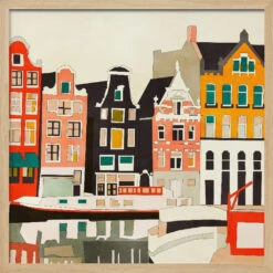 Amsterdam, Netherlands Houses 3 - Square Stretched Canvas, Poster Or Fine Art Print(Amsterdam Netherlands Houses 3 Square Stretched Canvas Poster Or Fine Art Print) -Heart Wall Art Store pictufy light wood square 50x70 2839424