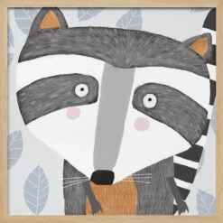 X Racoon Face2 - Square Stretched Canvas, Poster Or Fine Art Print(X Racoon Face2 Square Stretched Canvas Poster Or Fine Art Print) -Heart Wall Art Store pictufy light wood square 50x70 2899518