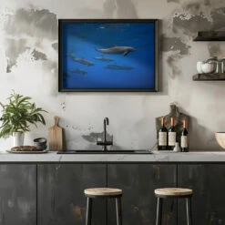 Dolphins - Stretched Canvas, Poster Or Fine Art Print(Dolphins Stretched Canvas Poster Or Fine Art Print) -Heart Wall Art Store pictufy rustic kitchen horizontal ratio 5x7 1100144