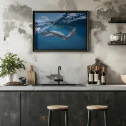 Dolphins - Stretched Canvas, Poster Or Fine Art Print(Dolphins Stretched Canvas Poster Or Fine Art Print 1) -Heart Wall Art Store pictufy rustic kitchen horizontal ratio 5x7 1208536