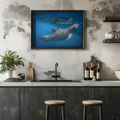 Dolphin At The Surface - Stretched Canvas, Poster Or Fine Art Print(Dolphin At The Surface Stretched Canvas Poster Or Fine Art Print) -Heart Wall Art Store pictufy rustic kitchen horizontal ratio 5x7 1495943