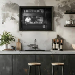 Creperie Montmartre - Stretched Canvas, Poster Or Fine Art Print(Creperie Montmartre Stretched Canvas Poster Or Fine Art Print) -Heart Wall Art Store pictufy rustic kitchen horizontal ratio 5x7 1652239
