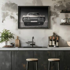 US Classic Car 1967 Cutlass Supreme Sports Coupe - Stretched Canvas, Poster Or Fine Art Print(Us Classic Car 1967 Cutlass Supreme Sports Coupe Stretched Canvas Poster Or Fine Art Print) -Heart Wall Art Store pictufy rustic kitchen horizontal ratio 5x7 2143262