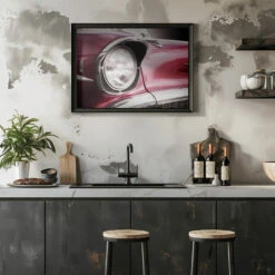 American Classic Car Bel Air 1957 Headlight - Stretched Canvas, Poster Or Fine Art Print(American Classic Car Bel Air 1957 Headlight Stretched Canvas Poster Or Fine Art Print) -Heart Wall Art Store pictufy rustic kitchen horizontal ratio 5x7 2260952
