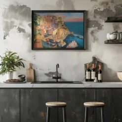 Manarola Italy - Stretched Canvas, Poster Or Fine Art Print(Manarola Italy Stretched Canvas Poster Or Fine Art Print) -Heart Wall Art Store pictufy rustic kitchen horizontal ratio 5x7 2786639