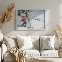Downhill Skier - Stretched Canvas, Poster Or Fine Art Print(Downhill Skier Stretched Canvas Poster Or Fine Art Print) -Heart Wall Art Store pictufy scandinavian landscape mode ratio 3x2 2912043