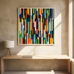 Stripes Retro Big - Square Stretched Canvas, Poster Or Fine Art Print(Stripes Retro Big Square Stretched Canvas Poster Or Fine Art Print) -Heart Wall Art Store pictufy square interiors bright desk ratio 1x1 2552883