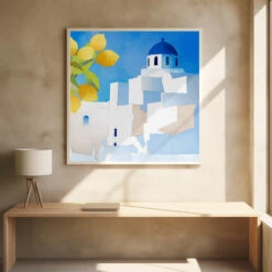 Santorini Neu - Square Stretched Canvas, Poster Or Fine Art Print(Santorini Neu Square Stretched Canvas Poster Or Fine Art Print) -Heart Wall Art Store pictufy square interiors bright desk ratio 1x1 2553091