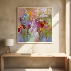 Colorful Bloom Palette - Square Stretched Canvas, Poster Or Fine Art Print(Colorful Bloom Palette Square Stretched Canvas Poster Or Fine Art Print) -Heart Wall Art Store pictufy square interiors bright desk ratio 1x1 2570923