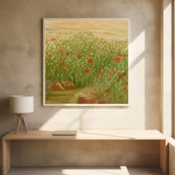 Daisies AndPoppies - Square Stretched Canvas, Poster Or Fine Art Print(Daisies And Poppies Square Stretched Canvas Poster Or Fine Art Print) -Heart Wall Art Store pictufy square interiors bright desk ratio 1x1 2659987