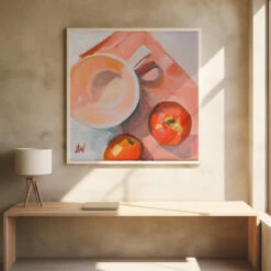 Peach Tea Cup - Square Stretched Canvas, Poster Or Fine Art Print(Peach Tea Cup Square Stretched Canvas Poster Or Fine Art Print) 24 Peach Tea Cup - Square Stretched Canvas, Poster Or Fine Art Print(Peach Tea Cup Square Stretched Canvas Poster Or Fine Art Print) -Heart Wall Art Store pictufy square interiors bright desk ratio 1x1 2787383